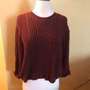NWOT 3/4 sleeve rolled cuff cable knit sweater
